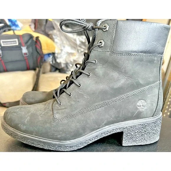 Timberland Women's Brinda Lace-Up Boot Size 9 Black Nubuck Leather (A3660) - Picture 3 of 11